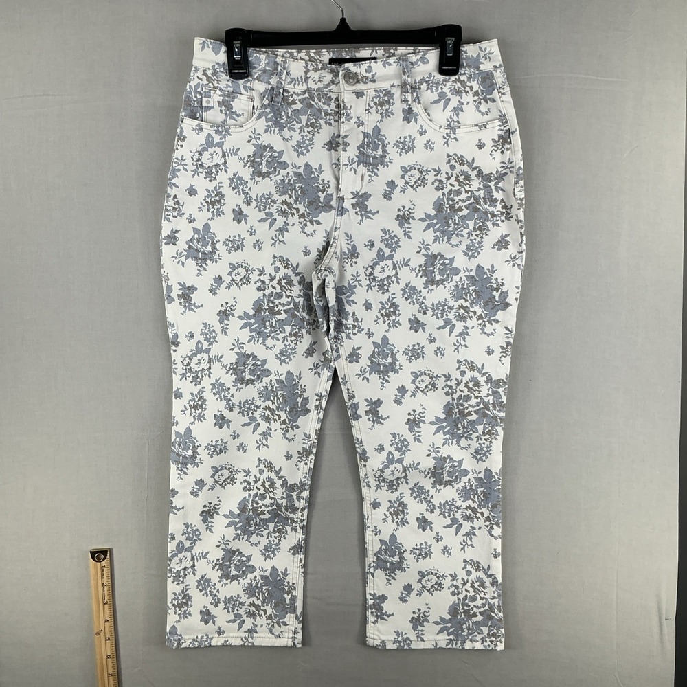Lee‎ Platinum Label Women's Floral Print Jeans White Blue Size 12 Stretch